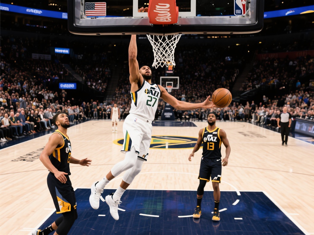 康利三分失手 戈贝尔原地暴扣补篮